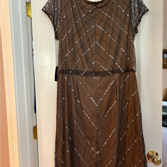 NWT Adrianna Papell Smoke Beaded Blouson Dress - Picture 3 of 4
